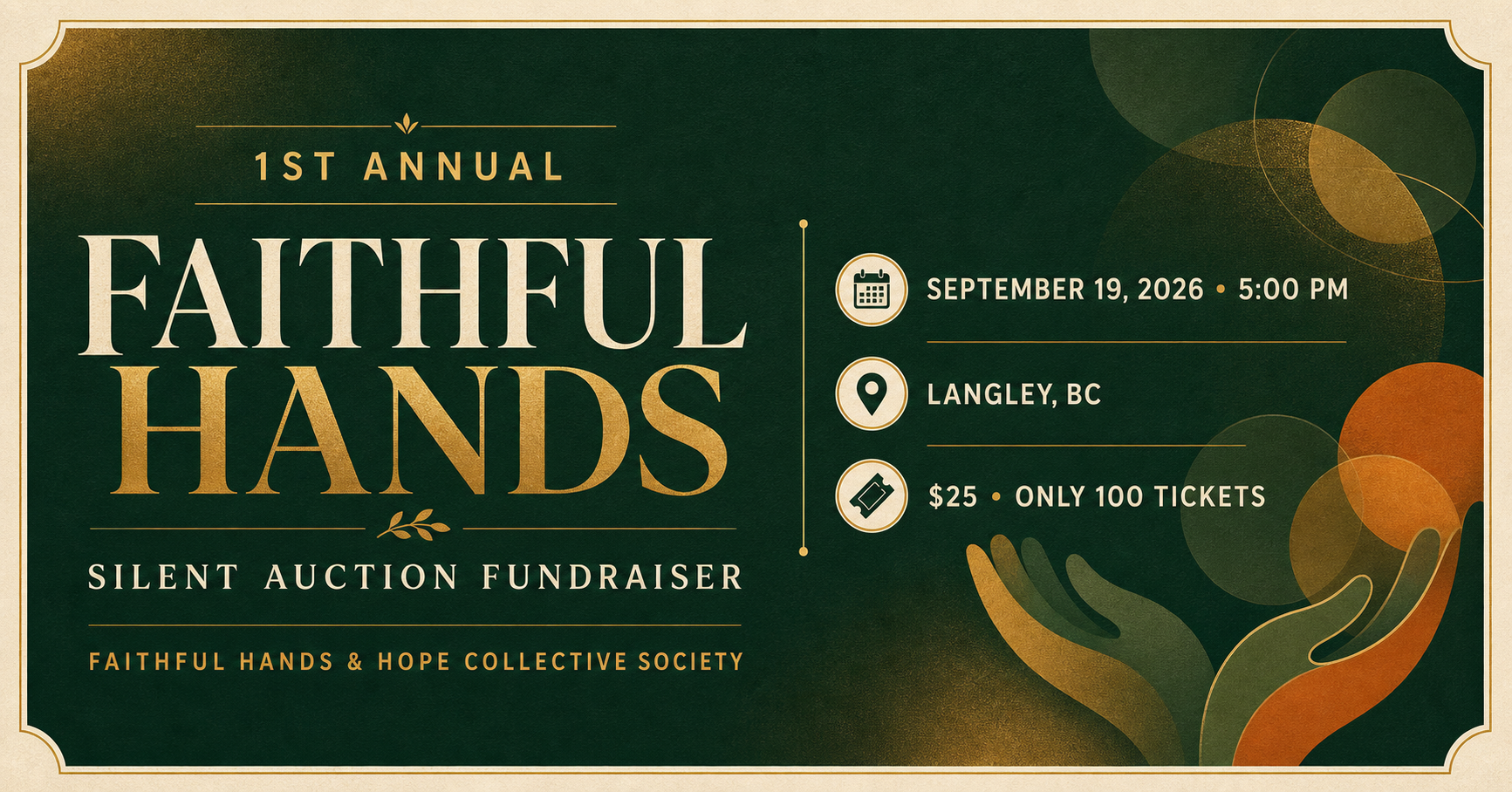 Faithful Hands silent auction fundraiser event card